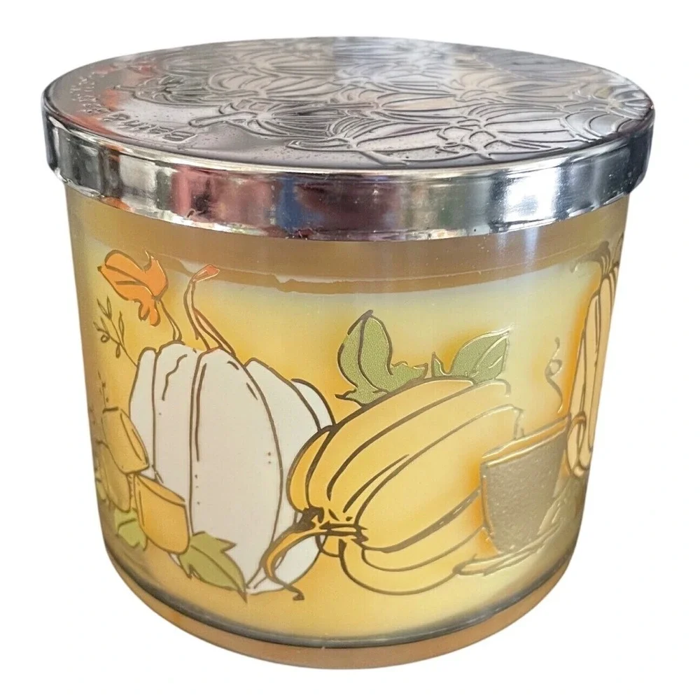 Bath Body Works Vanilla Pumpkin Marshmallow 3-Wick Candle Retired Fox packaging